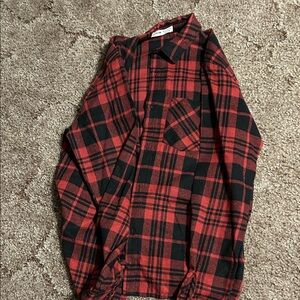 SHEIN Red and Black Checkered Shirt